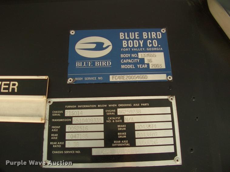 image for item DP9287 2003 Blue Bird shuttle bus