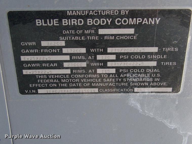 image for item DP9287 2003 Blue Bird shuttle bus