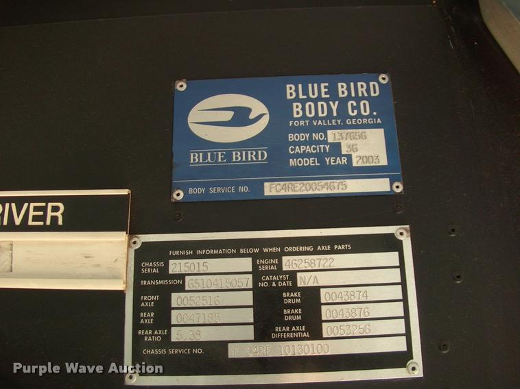 image for item DP9288 2003 Blue Bird shuttle bus