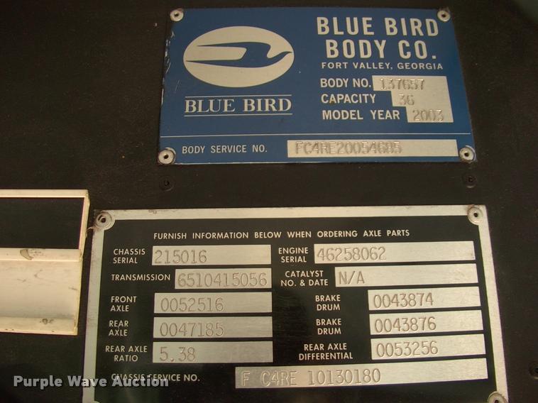 image for item DP9289 2003 Blue Bird shuttle bus
