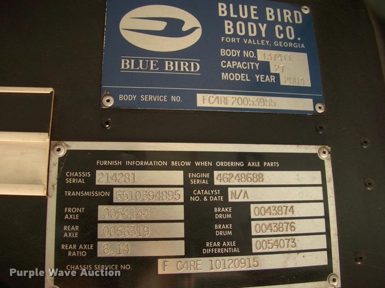 image for item DP9290 2003 Blue Bird shuttle bus