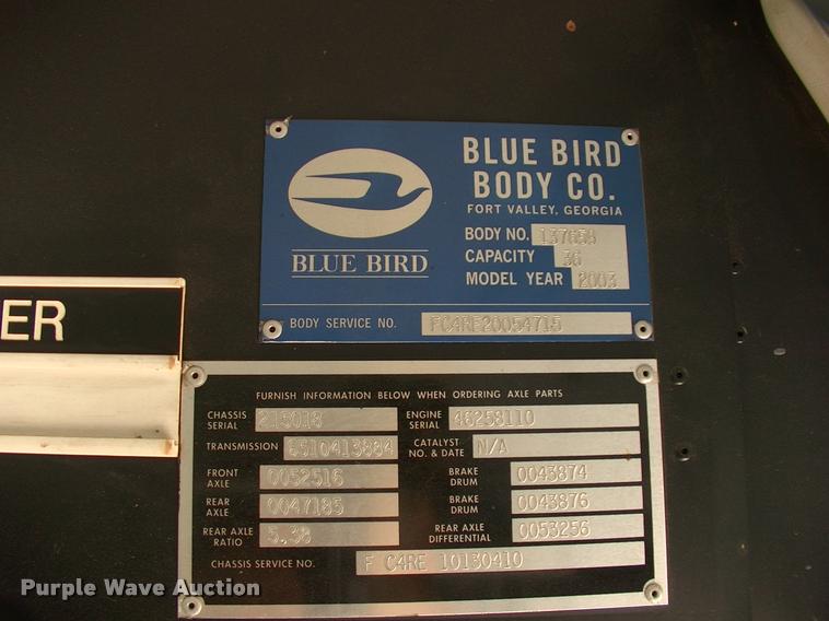 image for item DP9291 2003 Blue Bird shuttle bus