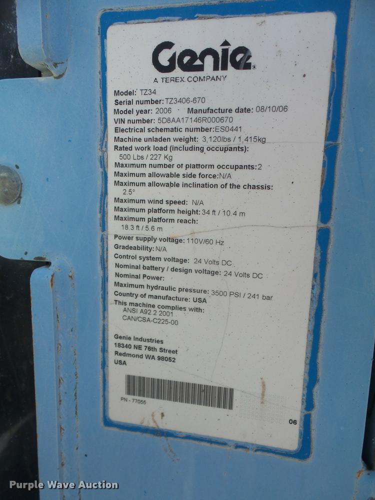 image for item DA6301 2006 Genie TZ-34/20 boom lift