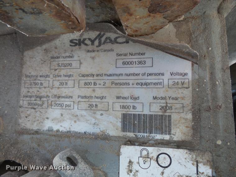 image for item DA6419 2008 Sky Jack SJ III 3220 scissor lift