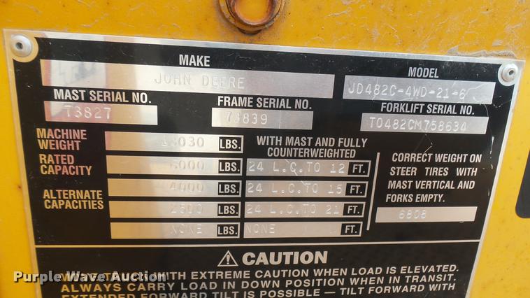 image for item DA7945 1989 John Deere 482C forklift