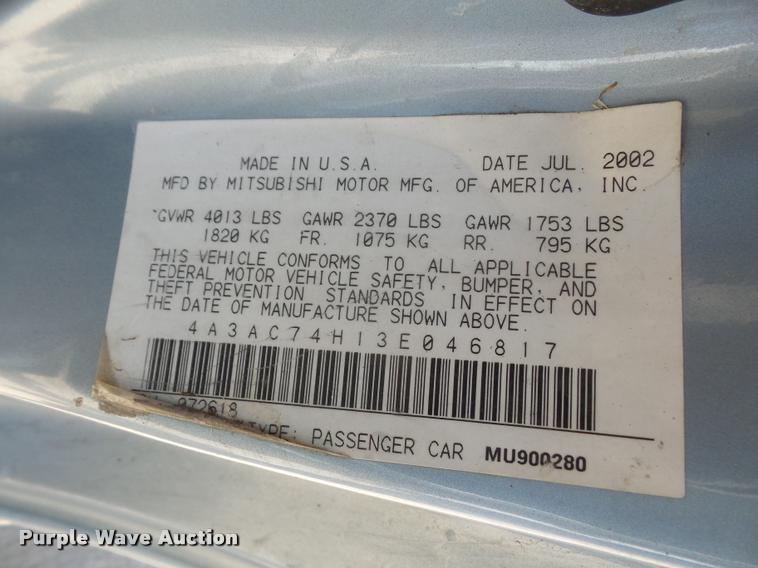 image for item DA6496 2003 Mitsubishi Eclipse