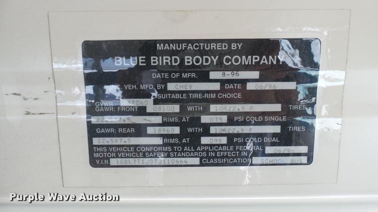 image for item DA7968 1997 Chevrolet Blue Bird school bus