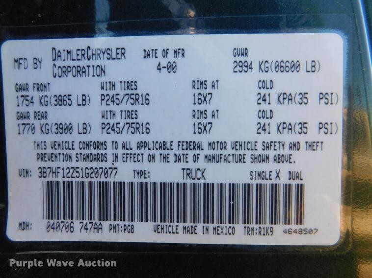 image for item DB1008 2001 Dodge Ram 1500 Club Cab pickup truck