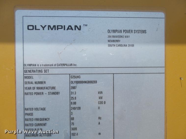 image for item DB2622 2007 Olympian G25UH3 generator