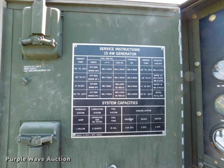 image for item DB9486 1986 John R. Hollingsworth Co. MEP-004A generator