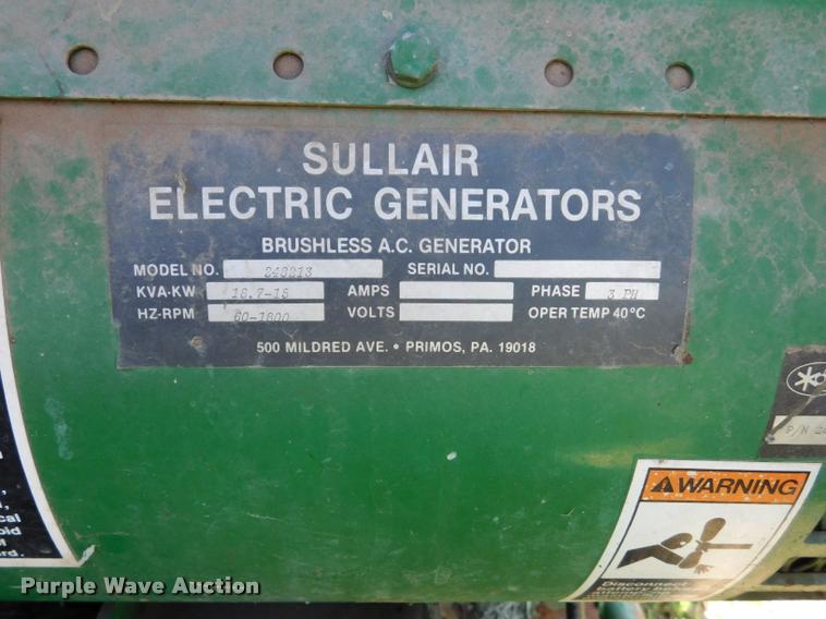 image for item DB9487 1983 Sullair J15DWPE3PH generator