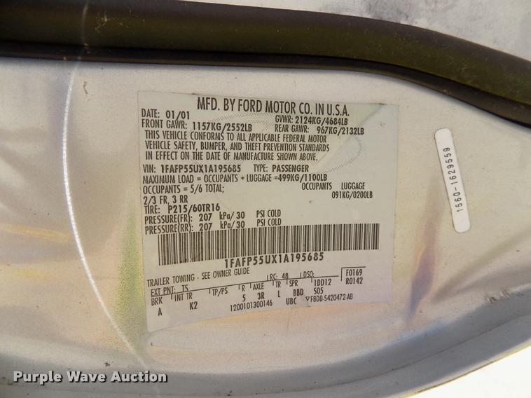 image for item DC4994 2001 Ford Taurus SES