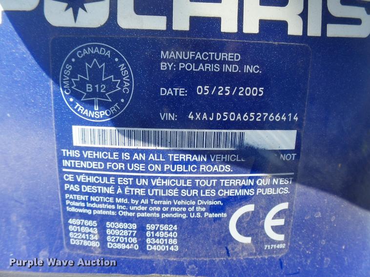 image for item DE9036 2005 Polaris 500 HD ATV