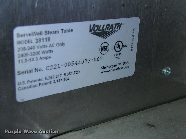 image for item DK9688 Servewell 38118 steam table