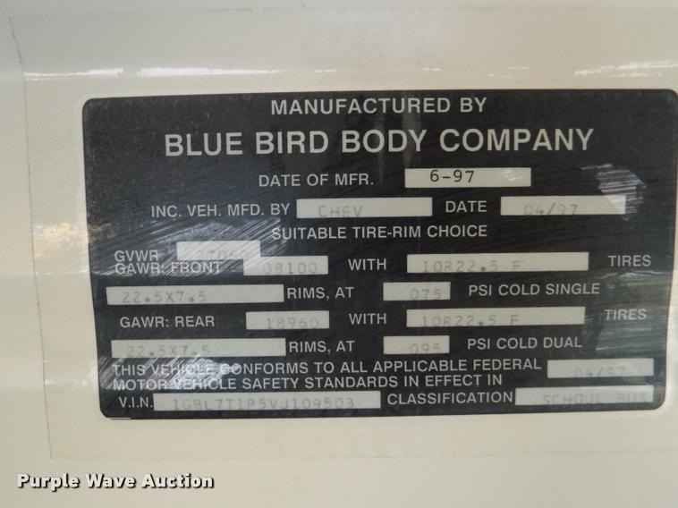 image for item K5970 1998 Chevrolet Blue Bird school bus
