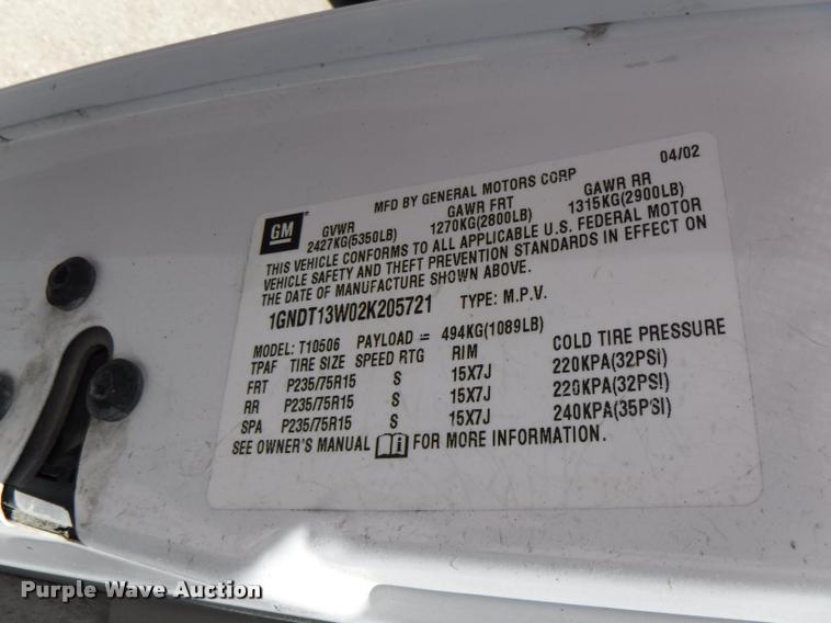 image for item DB3984 2002 Chevrolet Blazer LS SUV