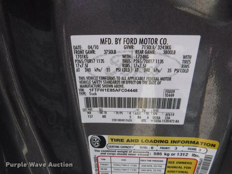 image for item DB3987 2010 Ford F150 XLT SuperCrew pickup truck