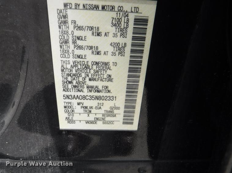 image for item K5960 2005 Infiniti QX56 SUV