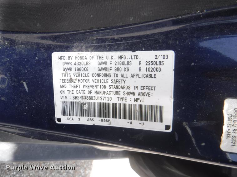 image for item K5963 2003 Honda CR-V SUV