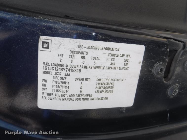 image for item K5976 2000 Chevrolet Cavalier