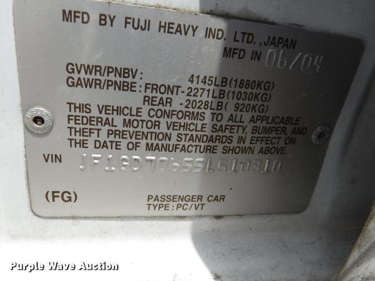 image for item K5984 2005 Subaru Impreza WRX