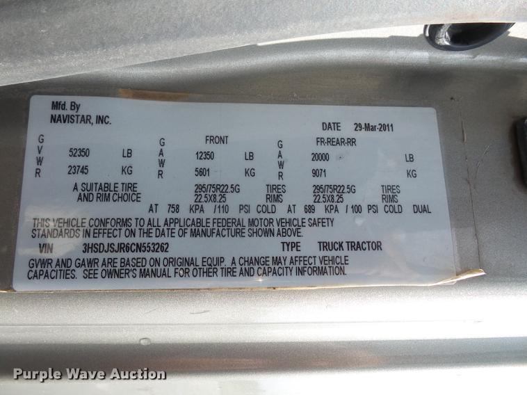 image for item DA6439 2012 International ProStar semi truck