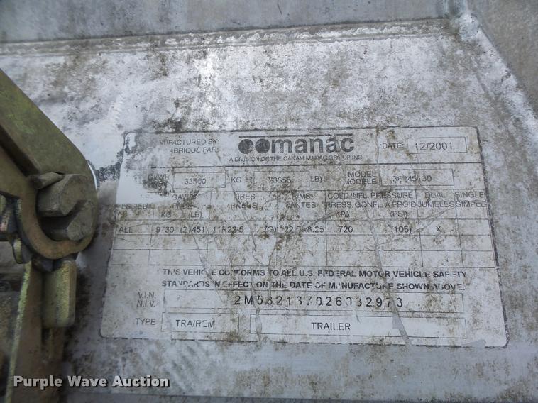 image for item DB5767 2002 Manac 38245130 walking floor trailer