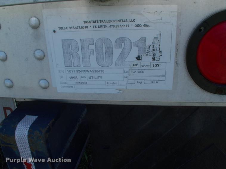 image for item DK9697 1998 Utility flatbed trailer