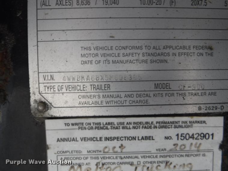 image for item K5986 2005 Wilson CF-900 flatbed trailer