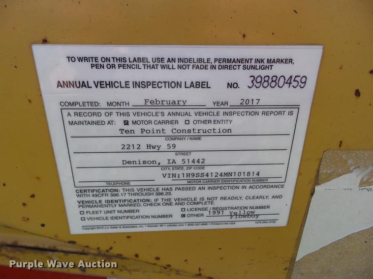 image for item L5600 1991 Flowboy live bottom trailer