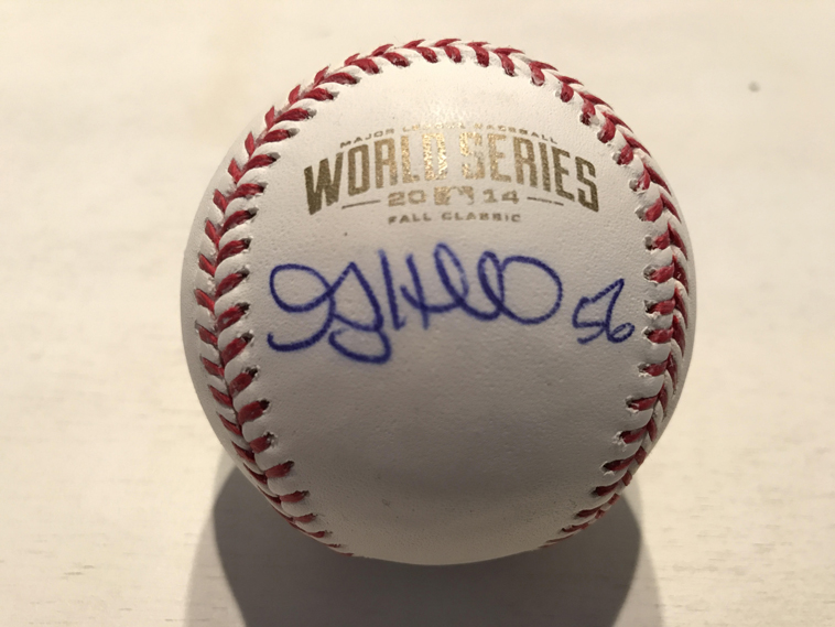 image for item G1190 Official 2014 Rawlings Wold Series Baseball autographed by Greg Holland