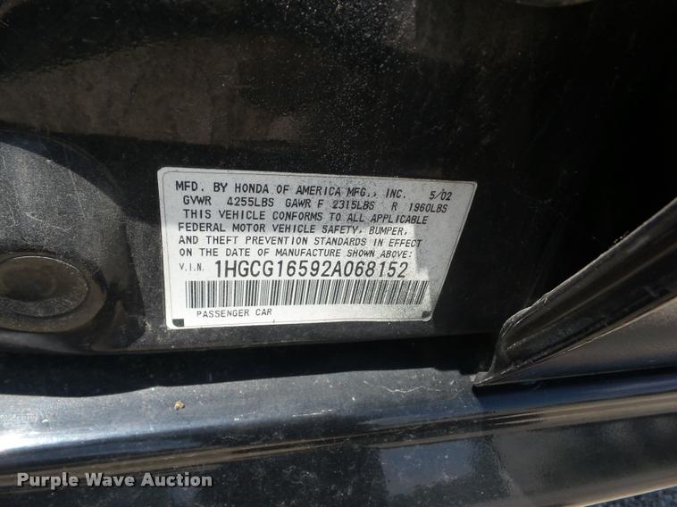 image for item BI9675 2002 Honda Accord