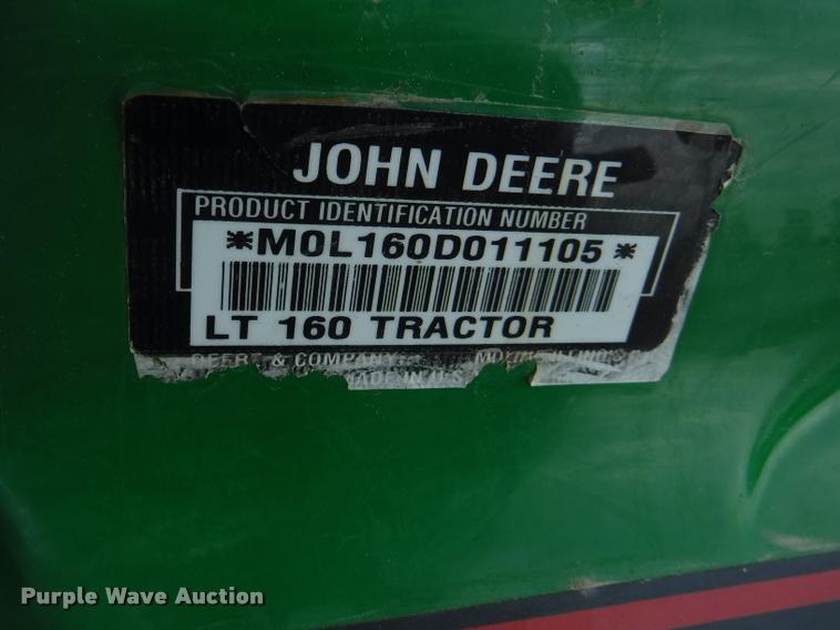image for item BY9750 John Deere LT160 riding lawn mower