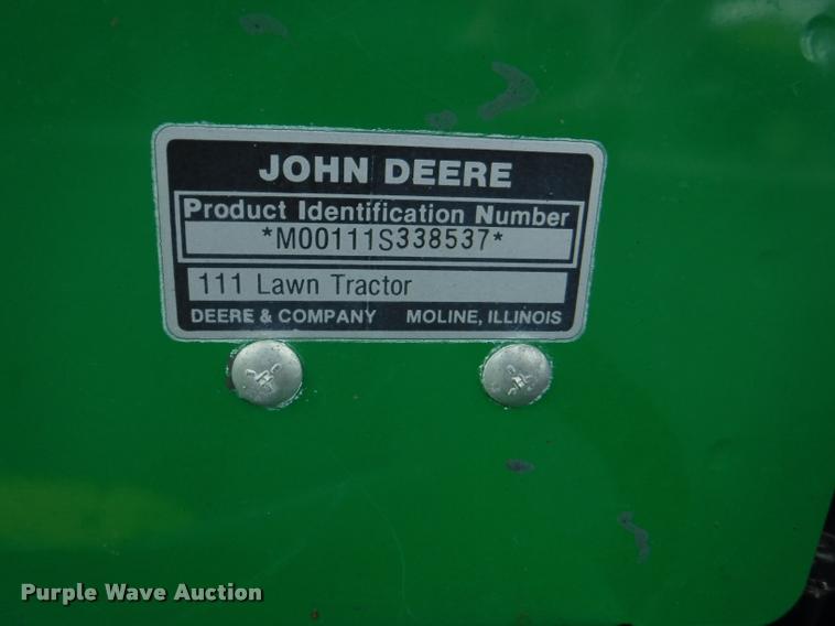 image for item BY9751 John Deere 111 riding lawn mower