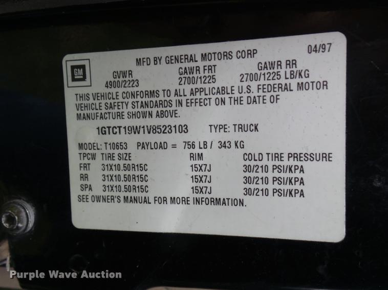 image for item CA9024 1997 GMC Sonoma Ext. Cab pickup truck