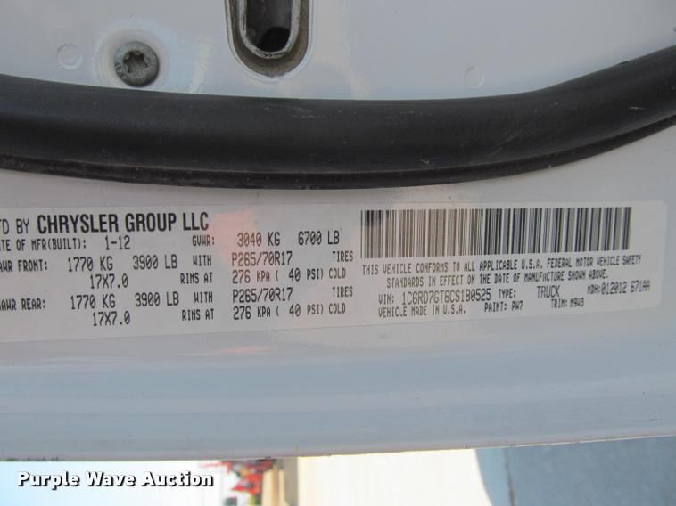 image for item DA1001 2012 Dodge Ram 1500 Quad Cab pickup truck