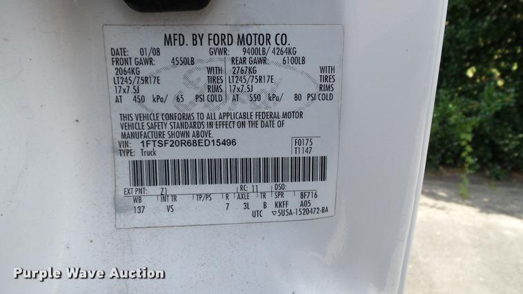 image for item DA1087 2008 Ford F250 Super Duty pickup truck