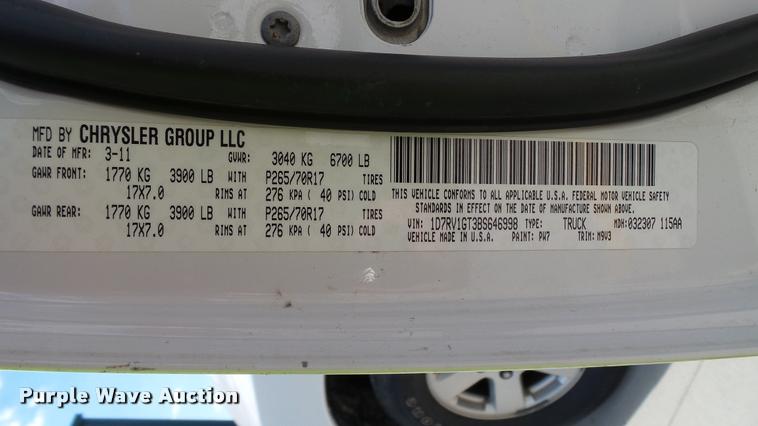 image for item DA1088 2011 Dodge Ram 1500 Quad Cab pickup truck