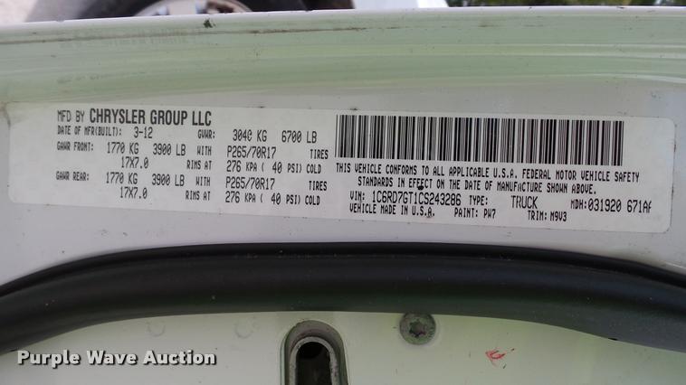 image for item DA1111 2012 Dodge Ram 1500 Quad Cab pickup truck