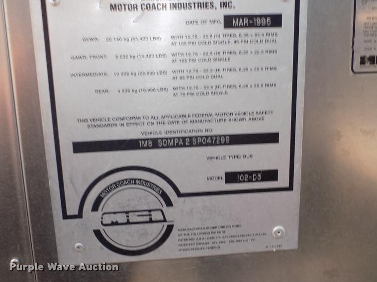 image for item DA3023 1995 MCI 102-D3 coach bus