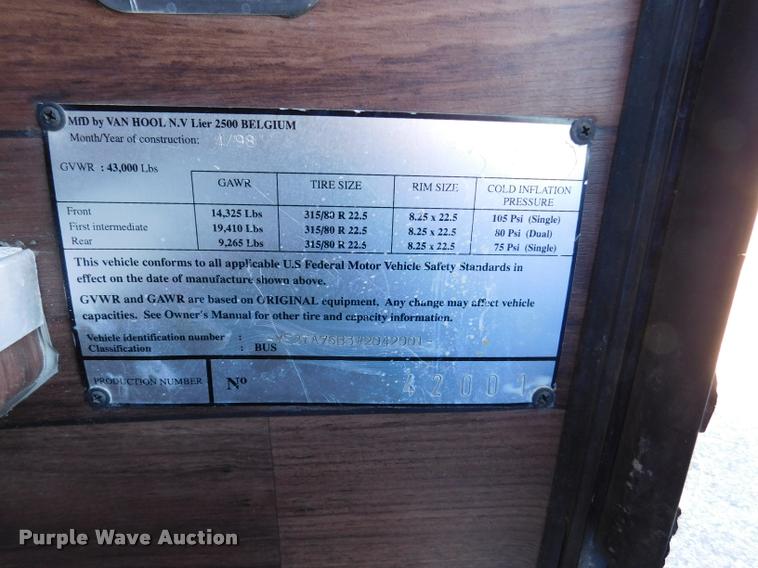 image for item DA3024 1998 Van Hool T940 coach bus