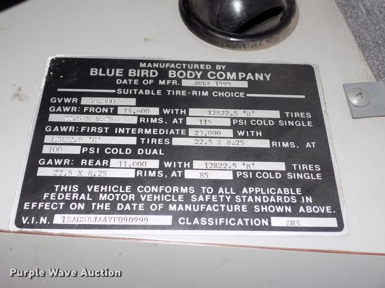 image for item DA3025 2000 Blue Bird LTC40 coach bus