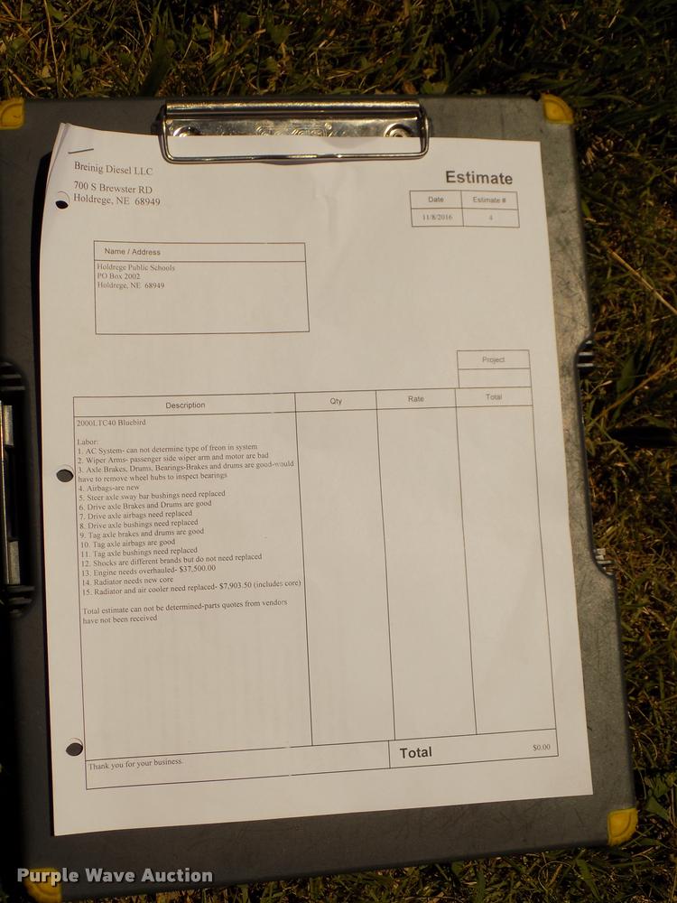 image for item DA3026 2000 Blue Bird LTC40 bus