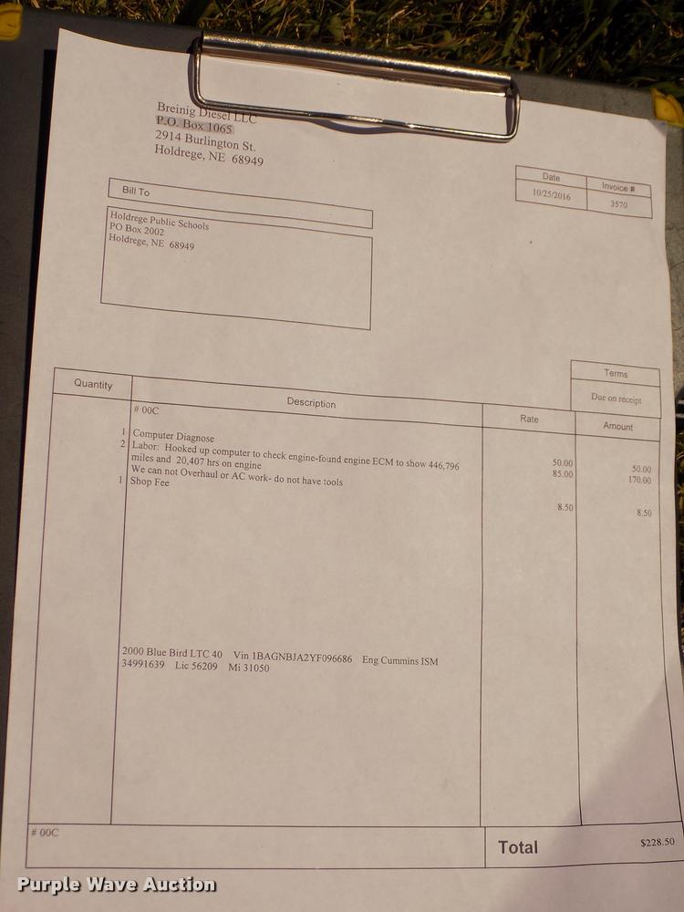 image for item DA3026 2000 Blue Bird LTC40 bus