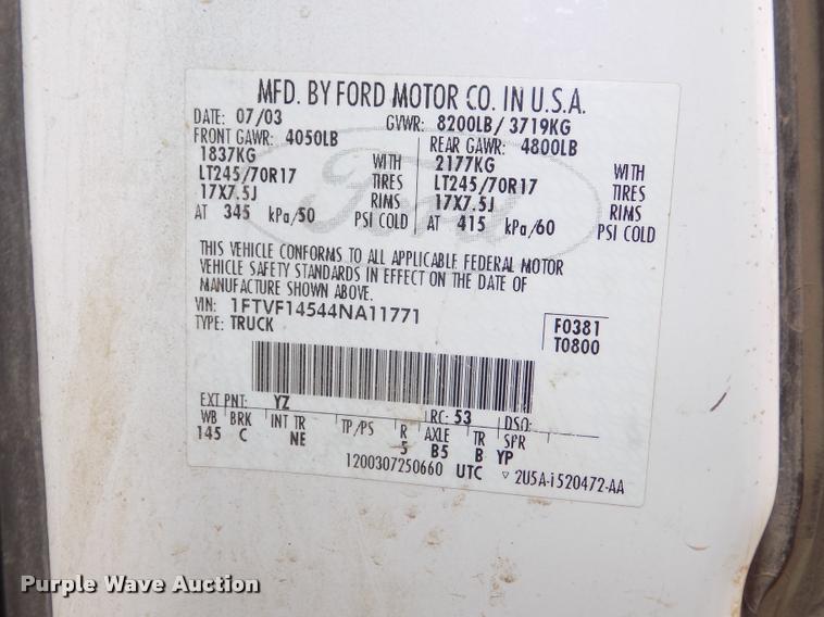 image for item DA3033 2004 Ford F150 XLT pickup truck