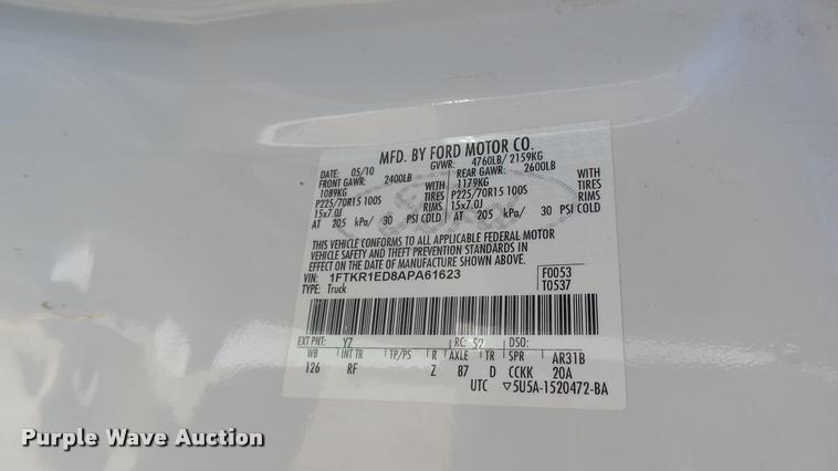 image for item DA7977 2010 Ford Ranger SuperCab pickup truck