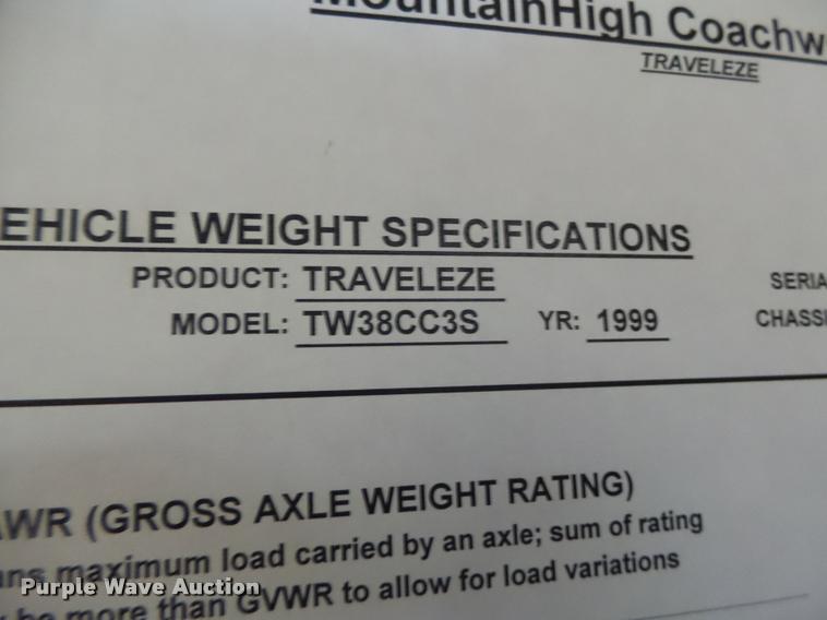 image for item DB5799 1999 Travel Eze TW38CC35 camper