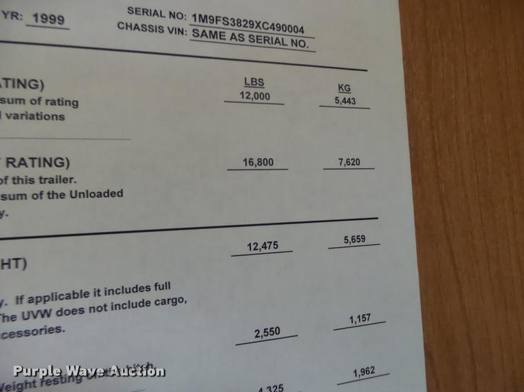 image for item DB5799 1999 Travel Eze TW38CC35 camper