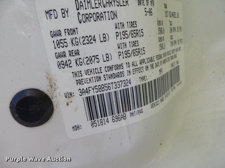 image for item DB5800 2006 Chrysler PT Cruiser