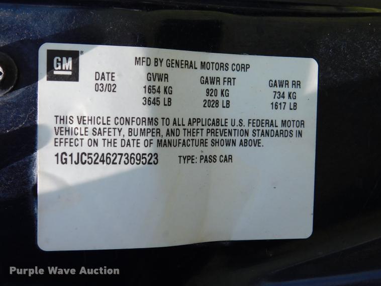 image for item DB9465 2002 Chevrolet Cavalier
